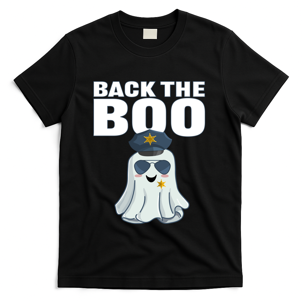 Halloween Spooky Seas The Boo Funny Police Ghost Gift T-Shirt - Black