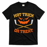 Hat Trick Or Treat Ice Hockey Halloween Boy Player Coach T-Shirt - Black