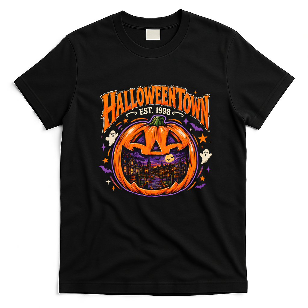 Halloween Town Pumpkin Vintage EST. 1998 T-Shirt - Black