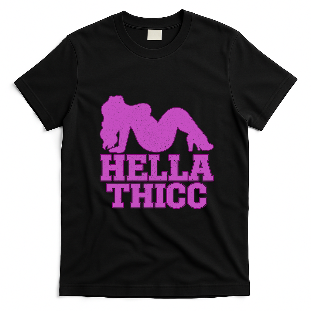 Hella Thicc Silhouette Graphic for Bold Fashion Lovers T-Shirt - Black