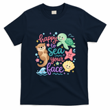 Happy To Sea Your Face Teacher Back To School Ocean T-Shirt - Navy Blue
