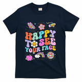 Happy To See Your Face Teacher Disco Ball Back To School T-Shirt - Navy
