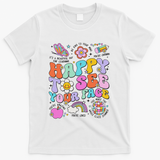 Happy To See Your Face Teacher Disco Ball Back To School T-Shirt - White