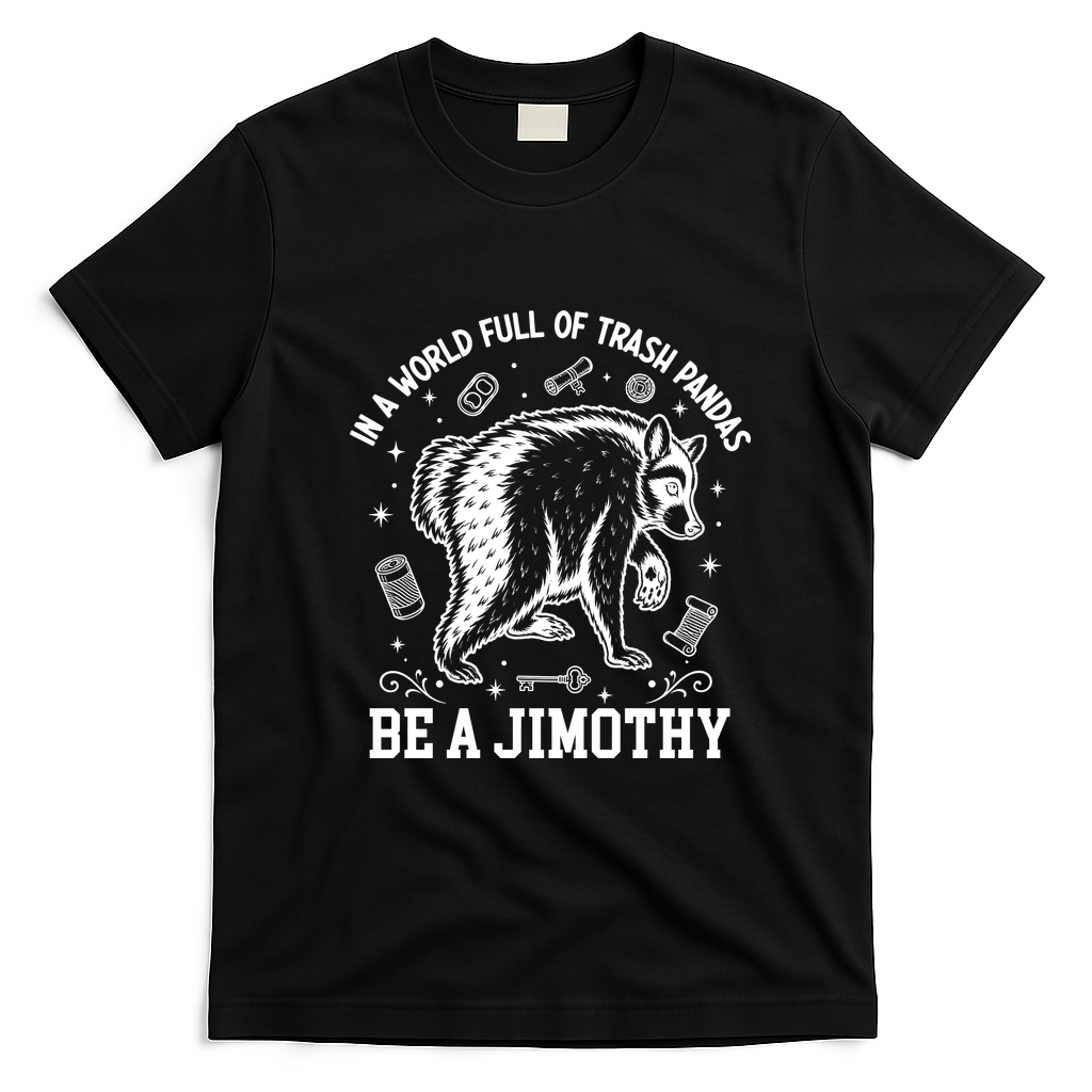 In A World Full Of Trash Pandas Be Jimothy Raccoon T-Shirt - Black