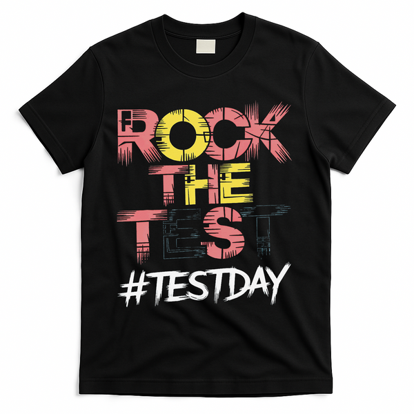 Inspire Confidence With Rock The Test Design For School T-Shirt - Black