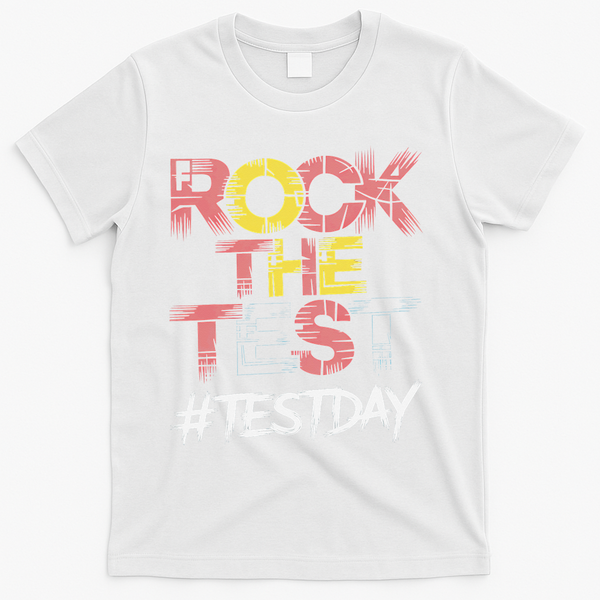 Inspire Confidence With Rock The Test Design For School T-Shirt - White