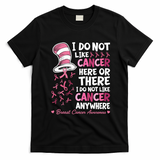 I Do Not Like Cancer Breast Cancer Awareness Cat Hat T-Shirt - Black