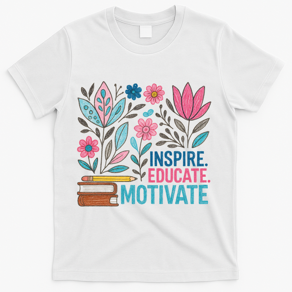 Inspire Educate Motivate Education Back To School  T-Shirt - White