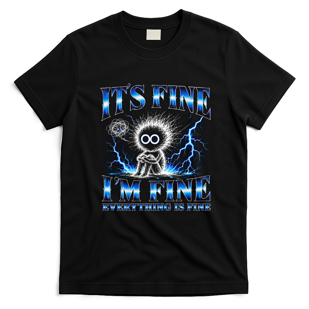 It's Fine I'm Fine Everything Is Fine T-Shirt - Black