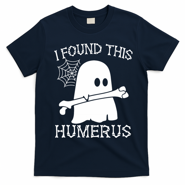 I Found This Humerus Halloween Ghost Humorous Saying Funny T-Shirt - Navy Blue