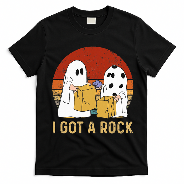 I Got A Rock Halloween Trick Or Treat Ghost T-Shirt - Black