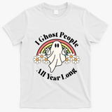 I Ghost People All Year Long Halloween Rainbow T-Shirt - White