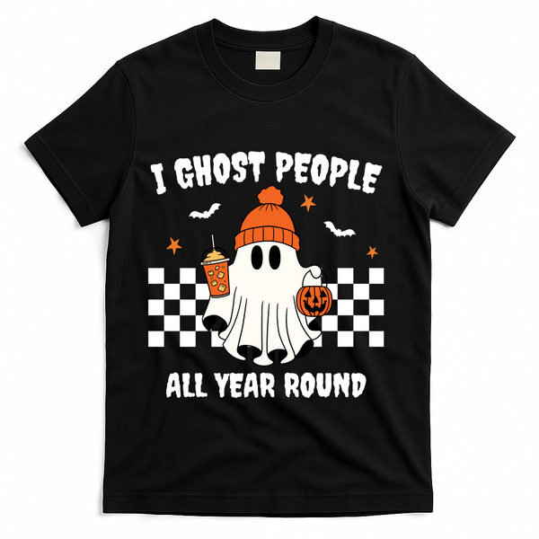 I Ghost People All Year Round Halloween Funny T-Shirt - Black