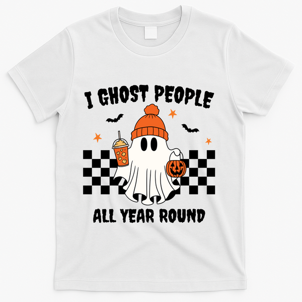 I Ghost People All Year Round Halloween Funny T-Shirt - White