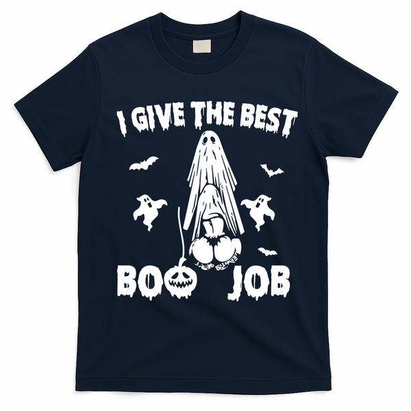 I Give The Best Boo Job Funny Joke Halloween Inappropriate T-Shirt - Navy Blue