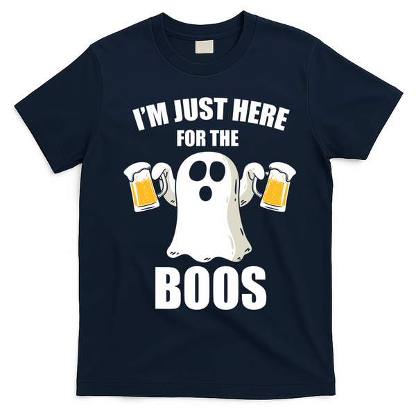 IM Just Here For The Boos Funny Halloween Cute Ghost Gift T-Shirt - Navy Blue