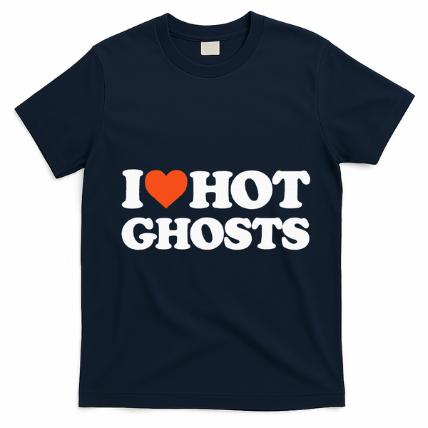 I Love Hot Ghosts I Heart Hot Ghosts Sexy Ghost T-Shirt - Navy Blue