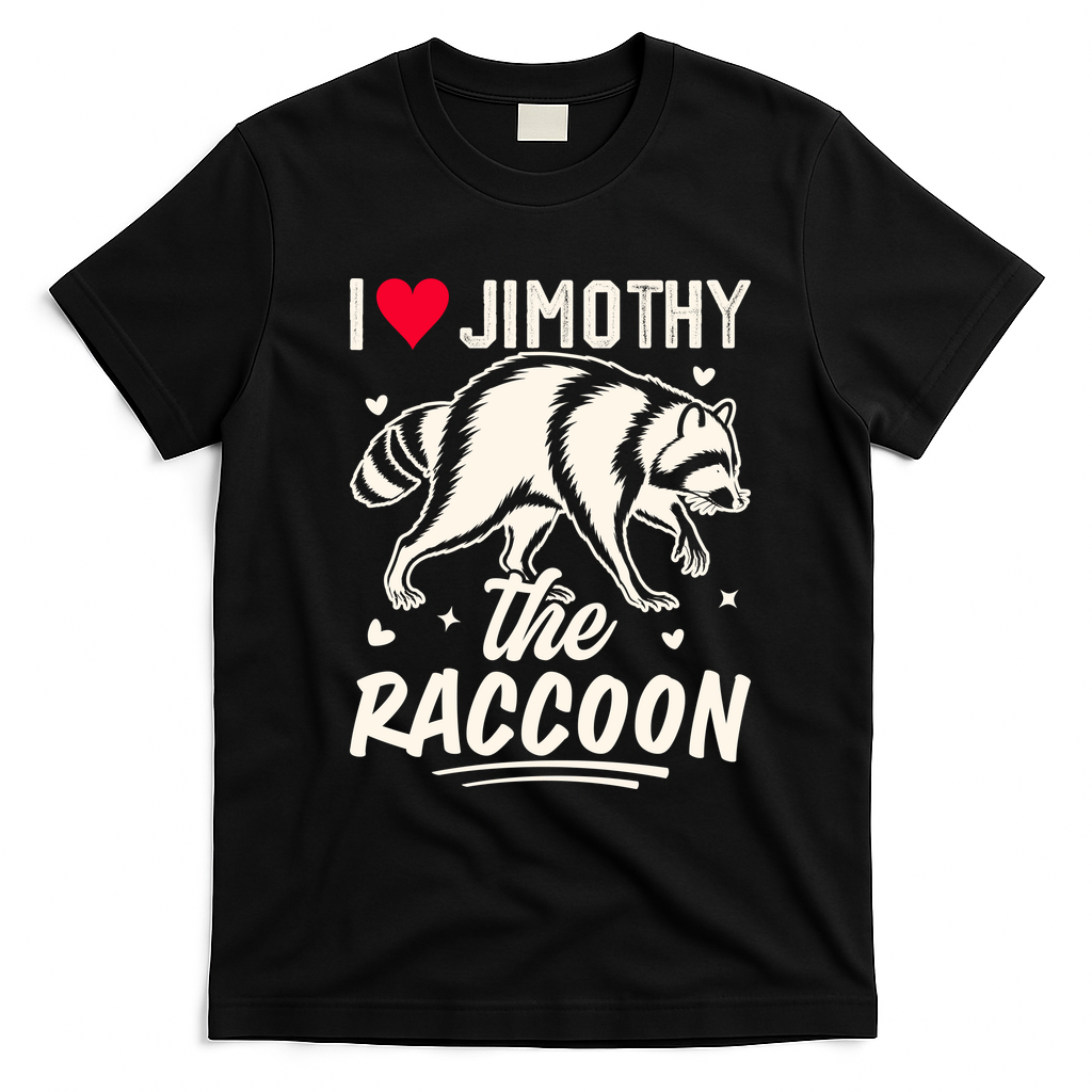 I Love Jimothy The Raccoon Funny Meme Gift T-Shirt - Black