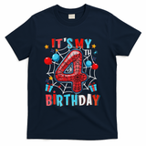 It's My 4th Birthday Spider Web Theme Party 4 Years Old T-Shirt - Navy