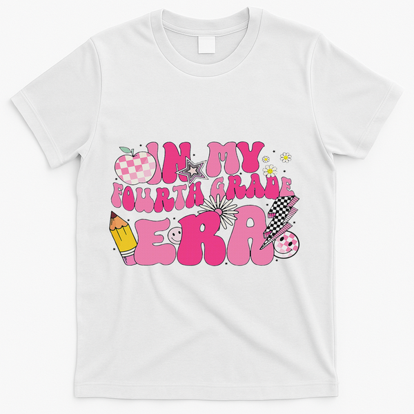 In My Fourth Grade Era Back To School 4th Grade Retro Groovy T-Shirt - White