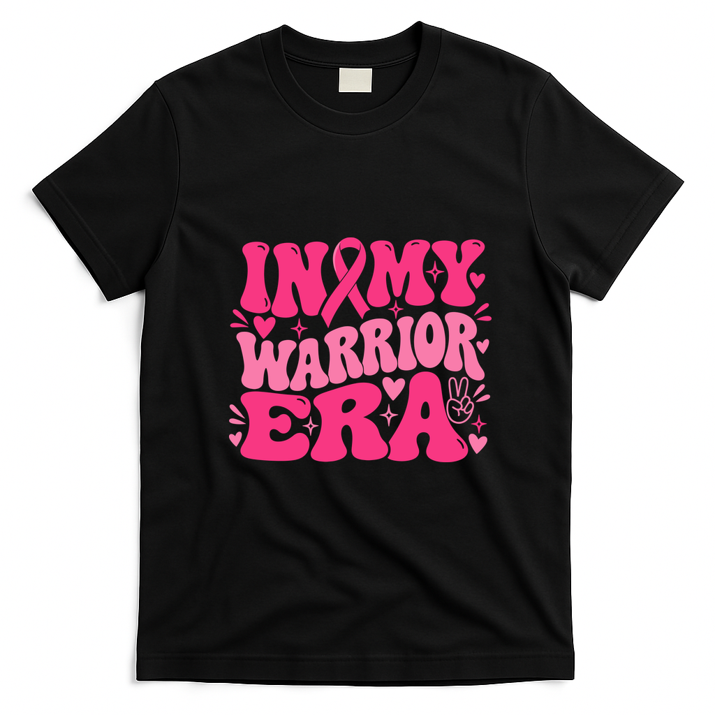 In My Warrior Era Breast Cancer Awareness T-Shirt - Black