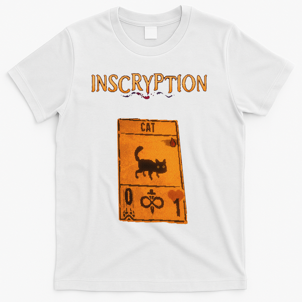 Inscryption Psychological Cat Card Game Halloween Scary T-Shirt - White