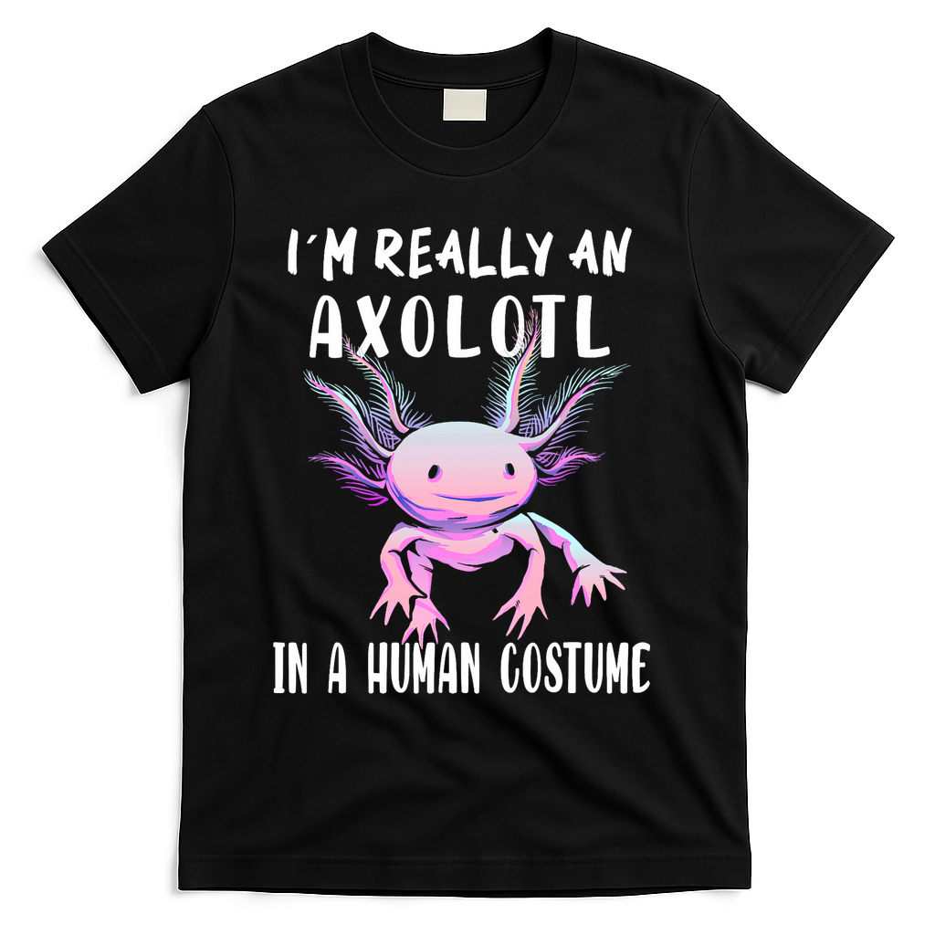 I'm Really An Axolotl In A Human Funny Halloween Costume T-Shirt - Black