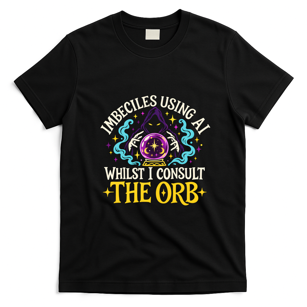 Imbeciles Using AI Whilst I Consult The Orb T-Shirt - Black