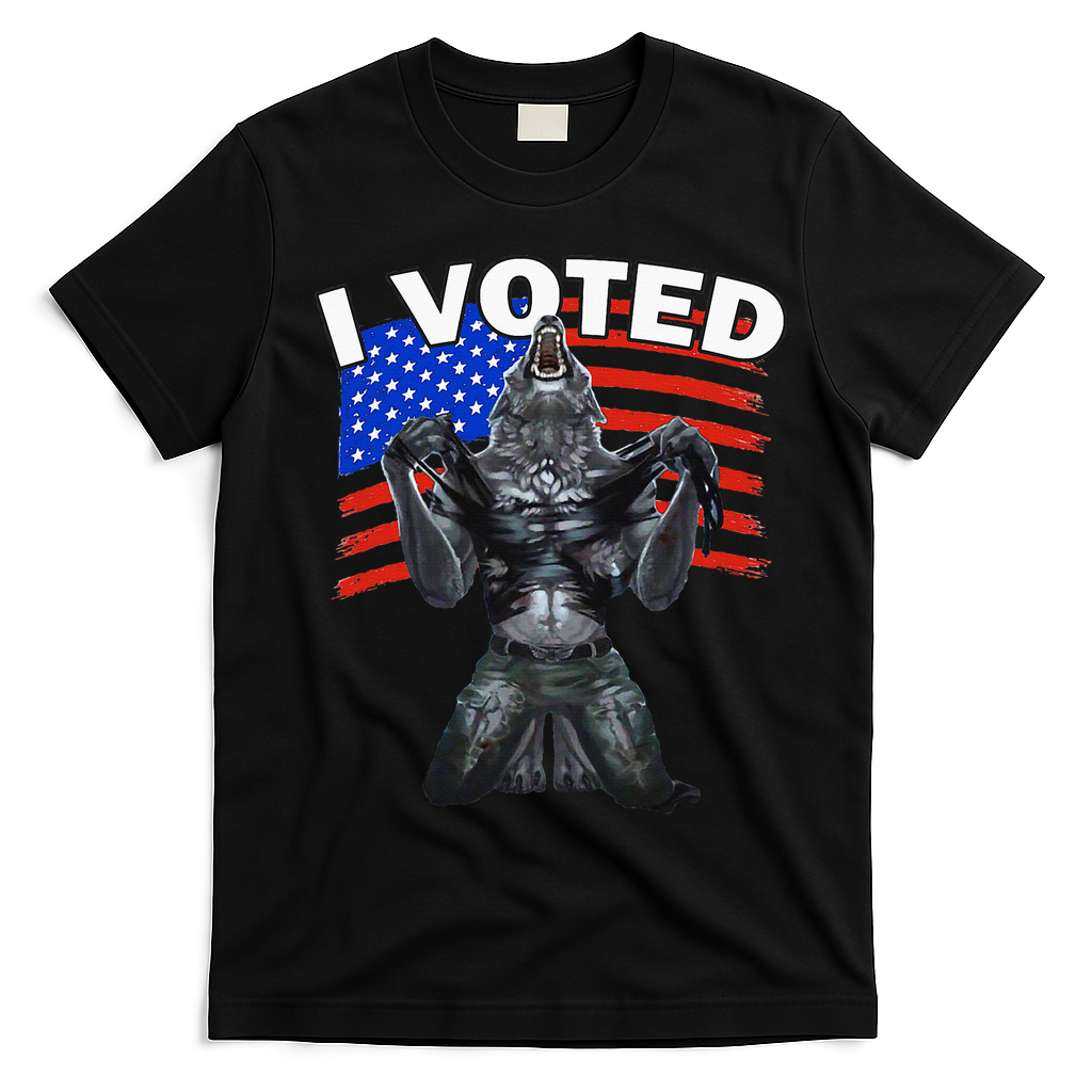 I Voted Werewolf T-Shirt - Black