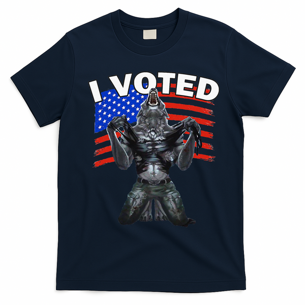 I Voted Werewolf T-Shirt - Navy Blue