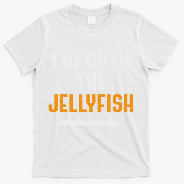 I'm With The Jellyfish Costume Funny Halloween Couple T-Shirt - White
