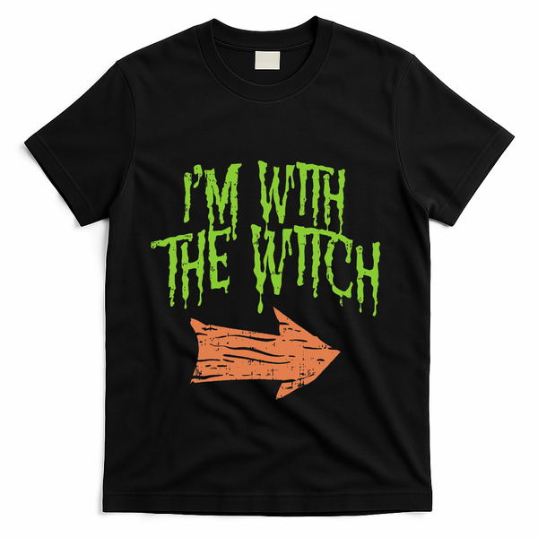 Im With The Witch Husband Halloween Costume Couple T-Shirt - Black