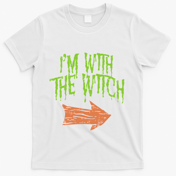 Im With The Witch Husband Halloween Costume Couple T-Shirt - White