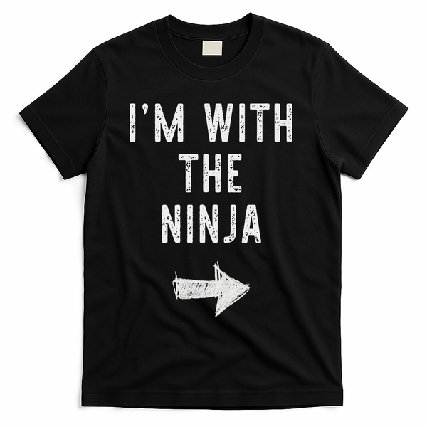 I'm With The Ninja Costume Halloween Matching Couple T-Shirt - Black