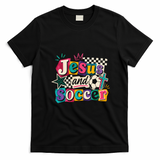 Jesus And Soccer Faith Inspired Graphic T-Shirt - Black