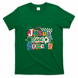 Jesus And Soccer Faith Inspired Graphic T-Shirt - Irish Green