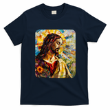 Jesus Christ Renaissance Art Church T-Shirt - Navy Blue
