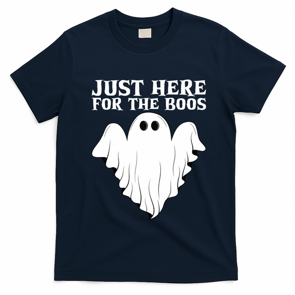 Just Here For The Boos Funny Ghost T-Shirt - Navy Blue