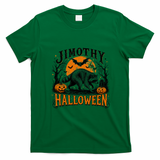 Jimothy Halloween Raccoon Moon Bats Pumpkin Scene T-Shirt - Irish Green