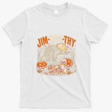 Jim-Boo-Thy Halloween Raccoon Jimothy Funny T-Shirt - White
