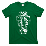 Jesus Is King Lion Christian Faith Graphic T-Shirt - Irish Green