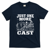 Just One More Cast Funny Skeleton Fishing T-Shirt - Navy Blue