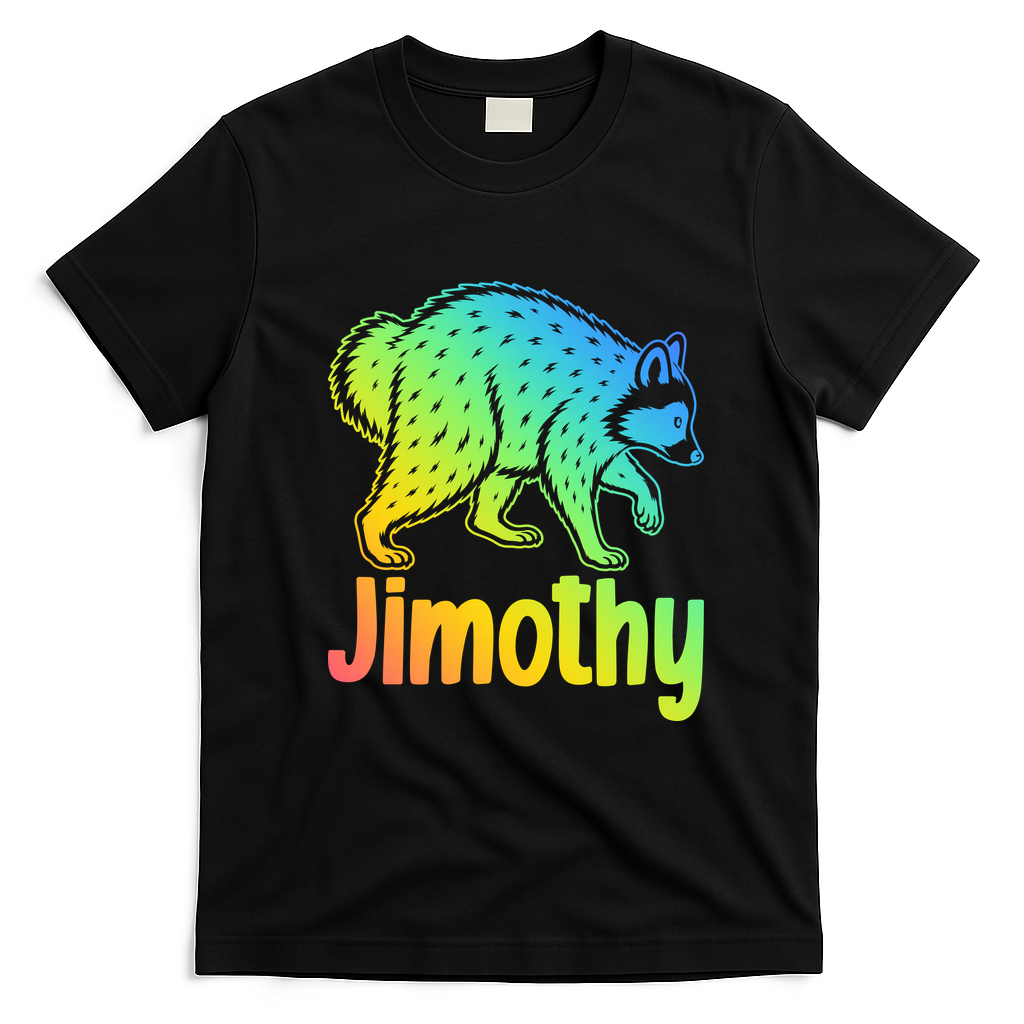 Jimothy Raccoon Meme Colorful  T-Shirt - Black