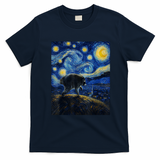 Jimothy Raccoon Under Starry Night Sky Artful Van Gogh T-Shirt - Navy Blue