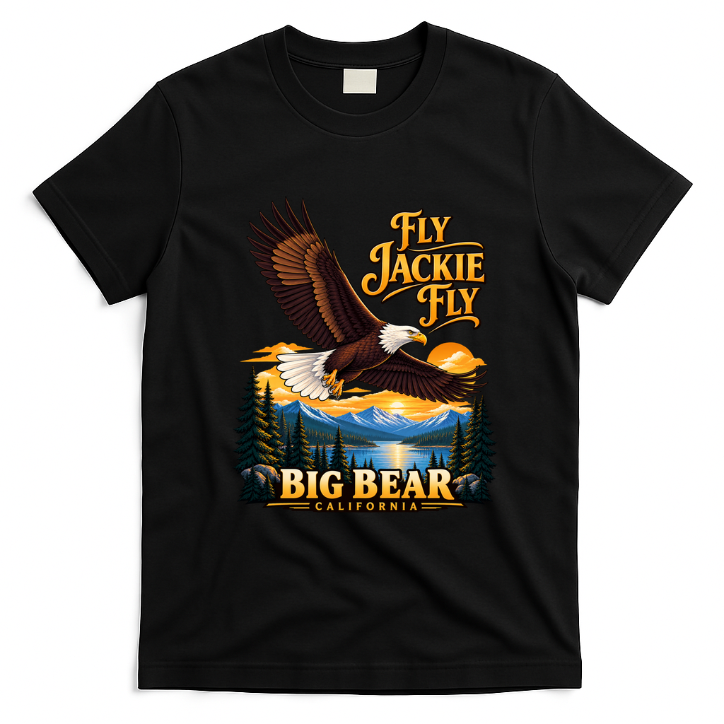Jackie The Big Bear Eagle, Supports California Wildlife T-Shirt - Black