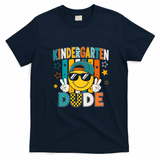 Kindergarten Dude Smiley Face Peace Sign Back To School T-Shirt - Navy Blue