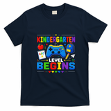 Kindergarten Level Begins Gaming Gamer Cute Back To School T-Shirt - Navy Blue