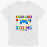 Kindergarten Level Begins Gaming Gamer Cute Back To School T-Shirt - White