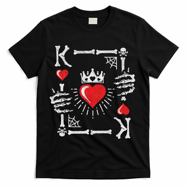 King Of Hearts Card Costume Halloween King Of Hearts T-Shirt - Black