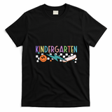 Kindergarten Retro Skateboard Smiley Face Back To School Gift T-Shirt - Black